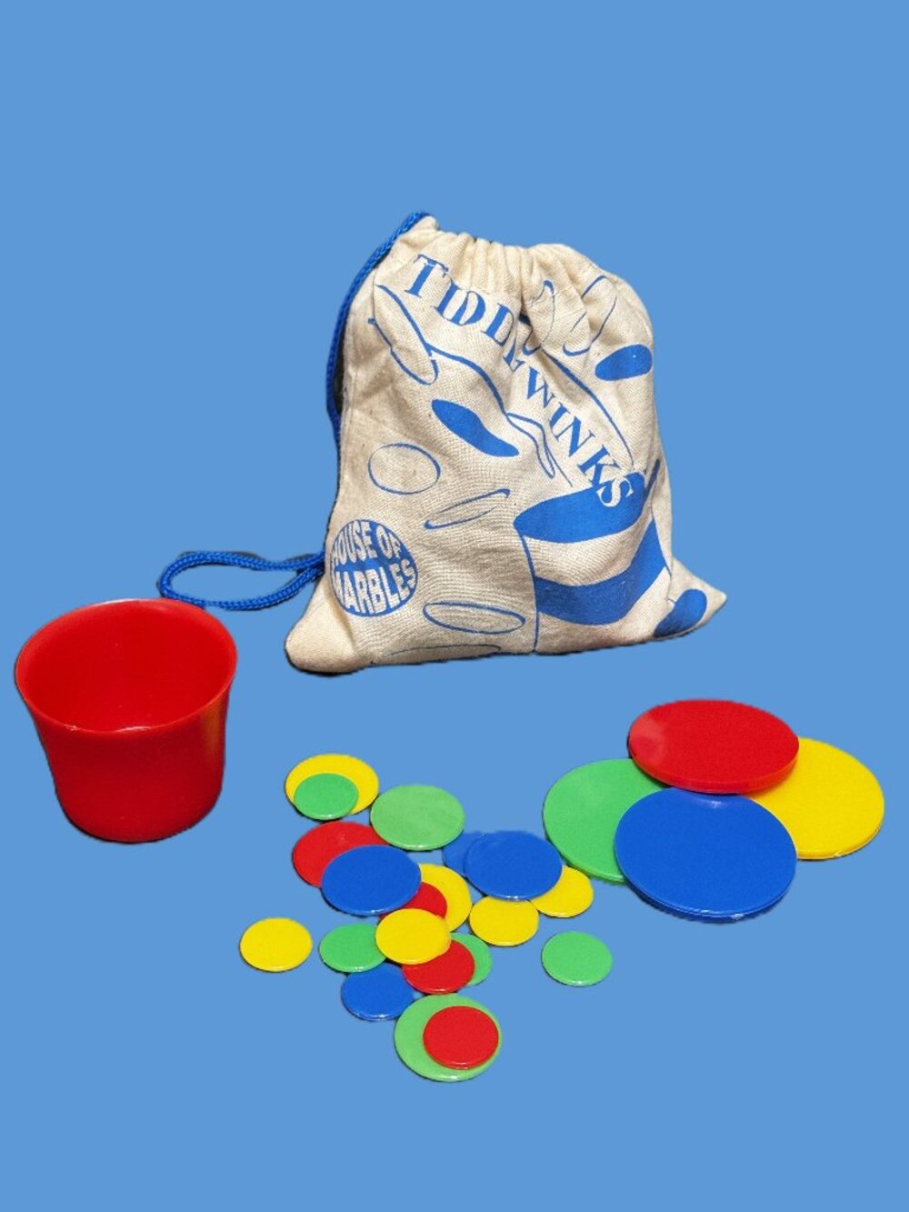 House of Marbles Tiddlywinks with Travel Pouch, Vintage Circa 2014, Incomplete